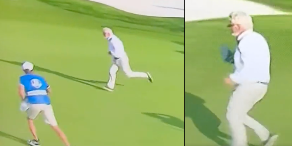 70-årige John sprintede over banen til Ryder Cup: Få sekunder efter gjorde han noget uventet