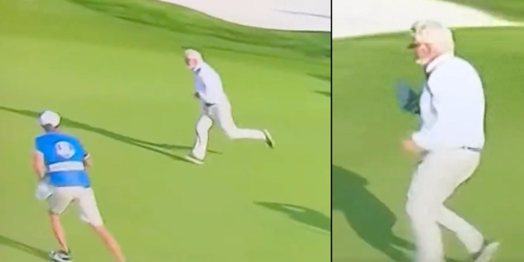 70-årige John sprintede over banen til Ryder Cup: Få sekunder efter gjorde han noget uventet