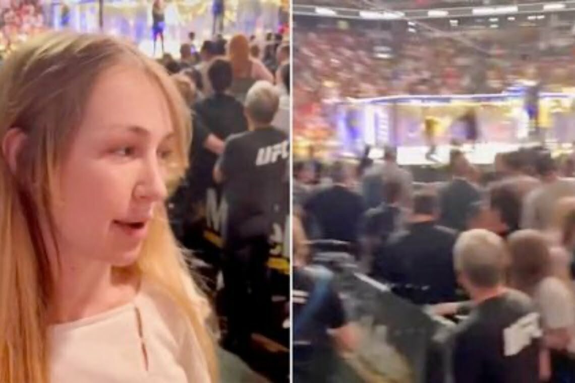 Kvindelig UFC-fan forsøgte at kravle ind i buret – det fortrød hun hurtigt