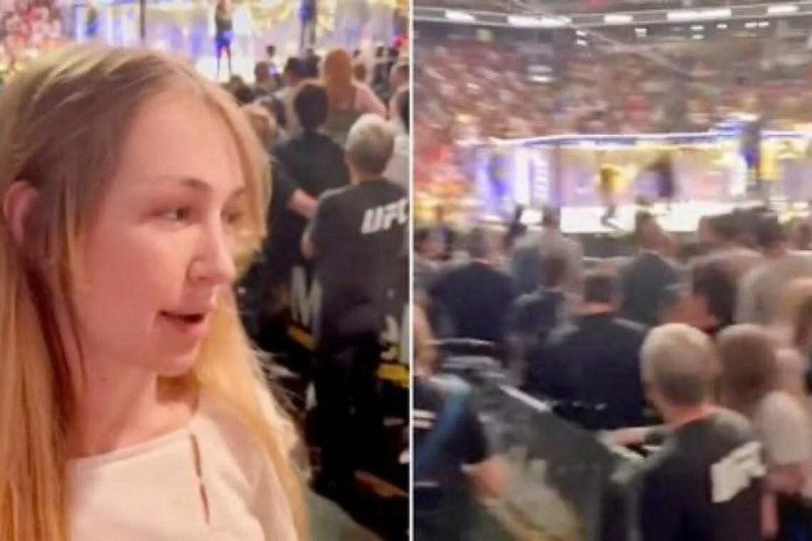 Kvindelig UFC-fan forsøgte at kravle ind i buret – det fortrød hun hurtigt
